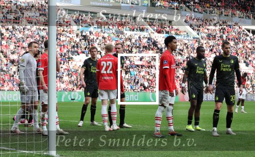 Eindhoven, 3 maart 2024 PSV-Feyenoord, eindstand 2-2 
Kompetitie Seizoen 2023-2024
Malik Tillman Thomas Beelen Mats Wieffer Quilindschy Hartman David Hancko en Timon Wellenreuther
