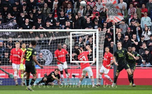 Eindhoven, 3 maart 2024 PSV-Feyenoord, eindstand 2-2 
Kompetitie Seizoen 2023-2024
Walter Benitez Jerdy Schouten Luuk de Jong Mauro Junior en Olivier Boscagli Jordan Teze en Sergino Dest