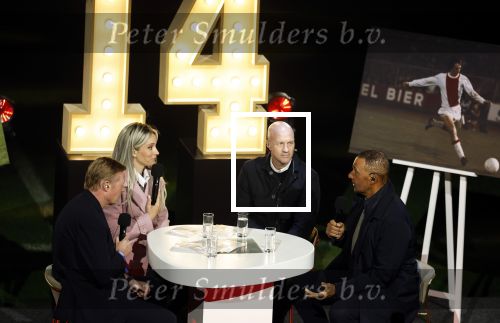 Amsterdam 21 maart 2026
Premiere docu over Johan Cruijff in de Johan Cruijff Arena .  Helene Hendriks interviewt Jordy Cruijff Ronald Koeman en Ruud Gullit