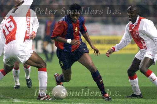 6 April 1999
Patrick kluivert in duel met Ferdy Vierklau