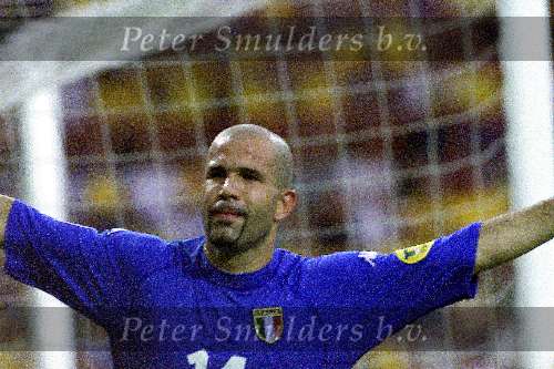 19 juni 2000
Italie-Zweden in het PSV stadion.
Di Biagio blij na zijn doelpunt