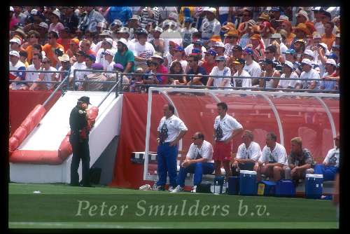 Dick Advocaat Rinus Israel tijdens het wereldkampioenschap voetbal USA 1994