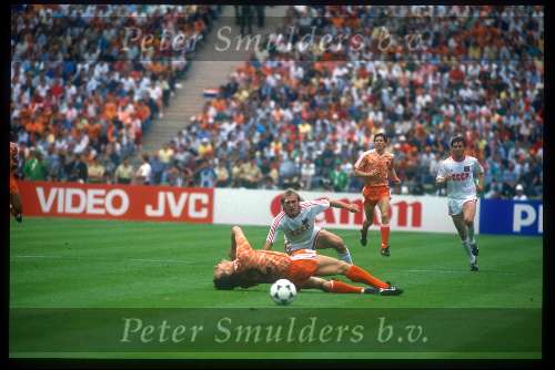 Munchen, 25 juni 1988 Finale Europees Kampioenschap 1988
Finale Nederland-Rusland, eindstand 2-0
1-0 door Ruud Gullit en 2-0 door Marco v Basten