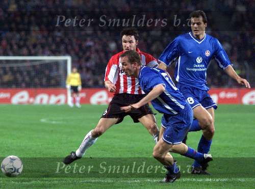 Eindhoven, 15 maart 
1/4 finale UEFA-Cup PSV-FCKaiserslautern, eindstand 0-1
Mario Basler en Mark v Bommel
