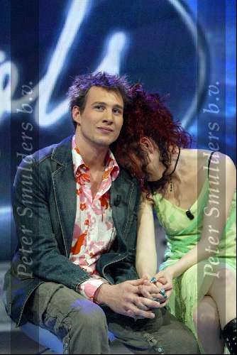 Hilversum 3 april 2004
Finale Idols in studio 22.
Eric  Idols en Irma Idols