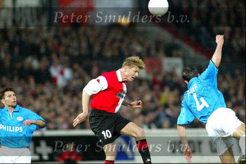 Rotterdam 21 maart 2002
Feyenoord-PSV 1-1 kwartfinale uefa cup
Pierre v Hooijdonk en Ernest Faber
Tomasson