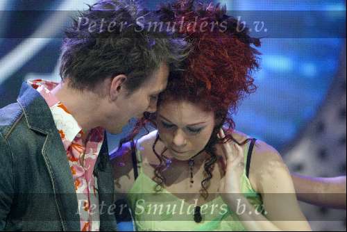 Hilversum 3 april 2004
Finale Idols in studio 22.
Eric  Idols en Irma Idols