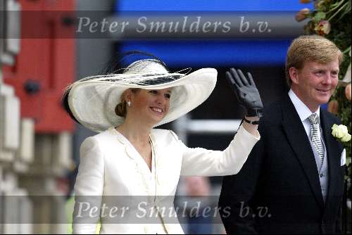 Delft 24 april 2004
Trouwen Prins Friso en Mabel Wisse Smit in stadhuis Delft.
Maxima met Prins Willem Alexander