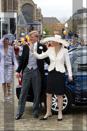 Delft 24 april 2004
Trouwen Prins Friso en Mabel Wisse Smit in stadhuis Delft.
 Maxima  en Prins Willem Alexander
