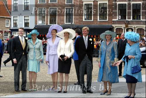 Delft 24 april 2004
Trouwen Prins Friso en Mabel Wisse Smit in stadhuis Delft.
Prinses Laurentien en Prins Constantijn zus Mabel Wisse Smit, Maxima Prins Willem Alexander  en Koningin Beatrix