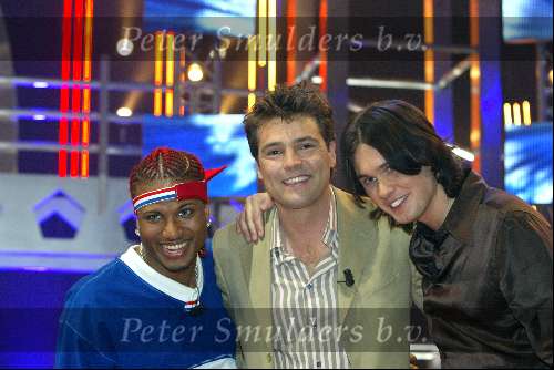 Hilversum 3 april 2004
Finale Idols in studio 22.
JK Idols met Reinout Oerlemans en Boris Idols