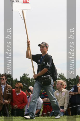 Zandvoort, 10 augustus 2006
KLM Dutch open golf 2006 Op de Kennemer golfclub
Jeffrey Alberti met een scorebord