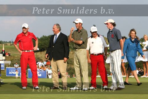 Zandvoort, 10 augustus 2006
KLM Dutch open golf 2006 Op de Kennemer golfclub
Robbie v Erven Dorens met de winnaars
