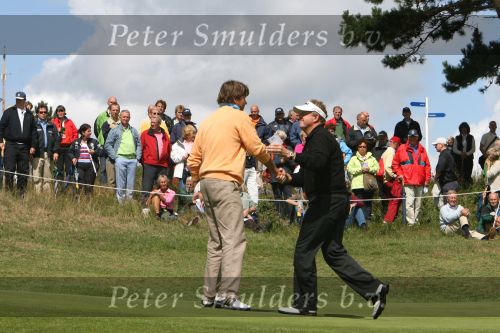 Zandvoort, 10 Augustus 2006
Dutch KLM Open Golf 2006 Kennemer golfclub
Robert Jan Derksen samen met Colin Montgomerie