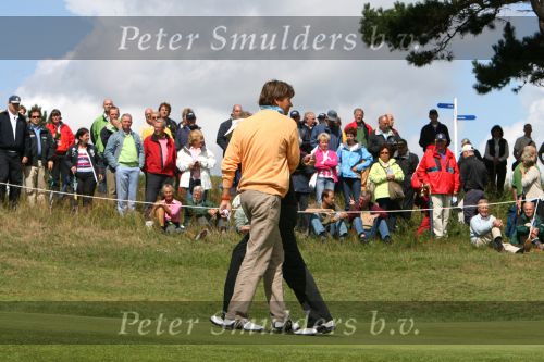 Zandvoort, 10 Augustus 2006
Dutch KLM Open Golf 2006 Kennemer golfclub
Robert Jan Derksen samen met Colin Montgomerie