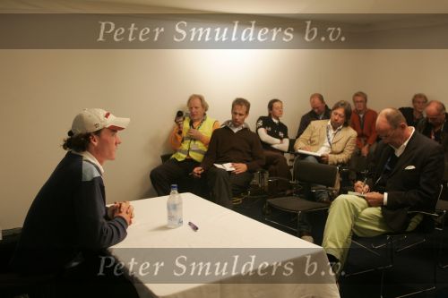 Zandvoort, 10 Augustus 2006
1e dag Dutch KLM Open golf 2006
Tim Sluiter ( Beste amateur ) tijdens de persconferentie