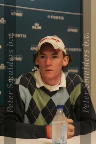 Zandvoort, 10 Augustus 2006
1e dag Dutch KLM Open golf 2006
Tim Sluiter ( Beste amateur ) tijdens de persconferentie