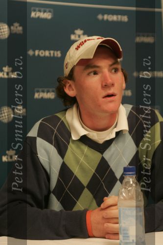 Zandvoort, 10 Augustus 2006
1e dag Dutch KLM Open golf 2006
Tim Sluiter ( Beste amateur )  tijdens de persconferentie