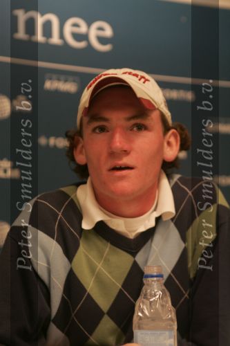 Zandvoort, 10 Augustus 2006
1e dag Dutch KLM Open golf 2006
Tim Sluiter ( Beste amateur ) tijdens de persconferentie