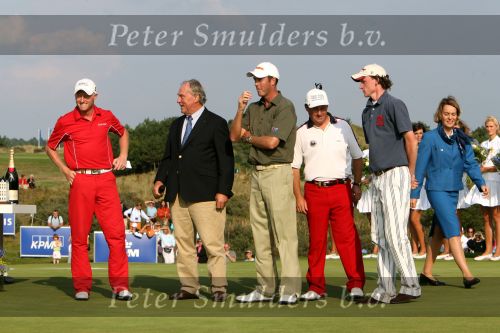 Zandvoort, 13 Augustus 2006
Finaledag Dutch KLM Open golf 2006
Tim Sluiter ( Beste amateur ) met Simon dyson, Richard Green, Damien McGrane en Robbie v Erven dorens