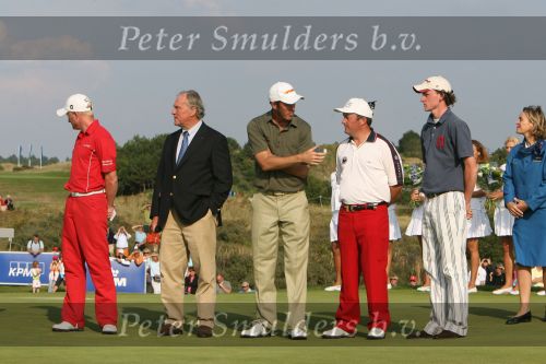 Zandvoort, 13 Augustus 2006
Finaledag Dutch KLM Open golf 2006
Tim Sluiter ( Beste amateur ) met Simon Dyson, Richard Green, Damien McGrane en Robbie v Erven dorens