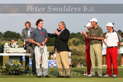 Zandvoort, 13 Augustus 2006
Finaledag Dutch KLM Open golf 2006
Tim Sluiter ( Beste amateur ) met Simon Dyson, Richard Green, Damien McGrane en Robbie v Erven Dorens