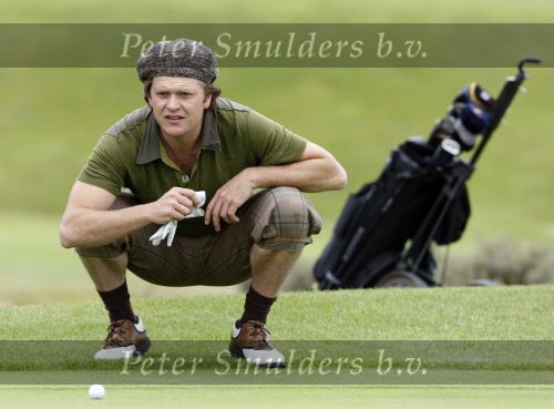Zandvoort 18 augustus 2007
Beau v Erven Dorens met korte broek en pet golfend  tijdens Charity challenge tijdens KLM open.