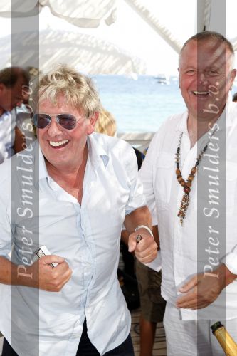 St Tropez 3 augustus 2007
Jan des Bouvrie viert zijn 65 e verjaardag bij Tropezina . Jan met Harry Mens