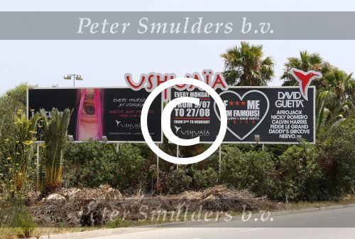 Ibiza 10 juli 2012
div billboards van div nederlandse en internationale dj\'s. david Guetta en Afrojack
Peter Smulders bv