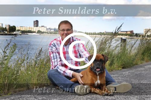 Rotterdam, 3 Augustus 2012
Jan de Hoop samen met zijn partner Coen Lievaart en hond Bob.
Foto Peter Smulders BV
