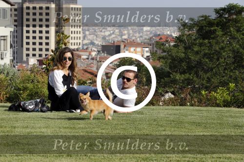istanbul 22 mei 2013
Wesley Sneijder en zijn vrouw Yolanthe Sneijder Cabau met hun hond voor hun huis in Istanbul
Peter Smulders bv