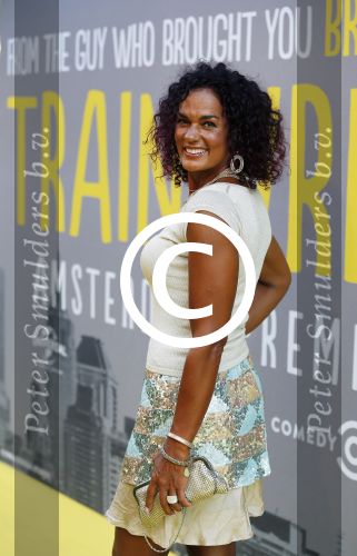 Amsterdam 12 augustus 2015  
Premiere Trainreck in Tuschinski. Chimene v Oosterhout met zoon
