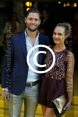 Amsterdam 12 augustus 2015  
Premiere Trainreck in Tuschinski.
Kimberley Klaver met man Bas Schothorst