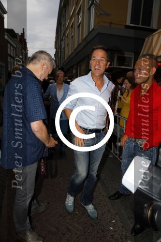 Den Haag 16 juli 2015
Verjaardagsfeestje Frits Huffnagel in Den Haag. Mark Rutte en Andre v Duin