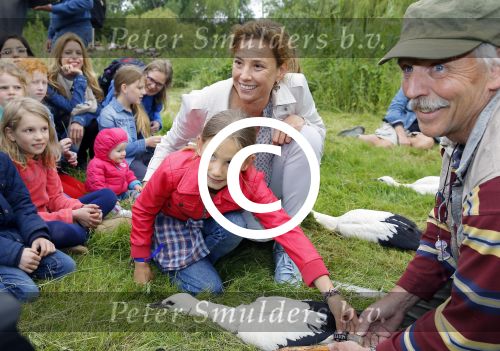 Amsterdam 18 juni 2015
Prinses Marilene en dochter Fee zijn bij het omdoen van de ringen van 3 net geboren ooievaars in het Vondelpark.