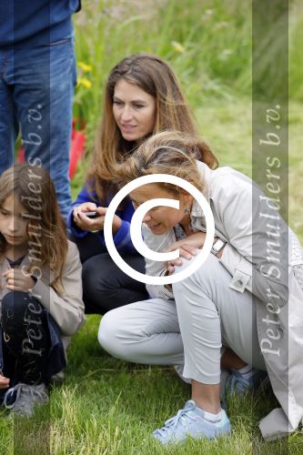 Amsterdam 18 juni 2015
Prinses Marilene en dochter Fee zijn bij het omdoen van de ringen van 3 net geboren ooievaars in het Vondelpark.