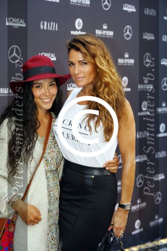 Amsterdam 13 juli 2015Modeshow Maria Cle Leal tijdens de Amsterdam fashion week in aanwezigheid van Doutzen Kroes en Sunnery James. Quinty Trustfull met dochter