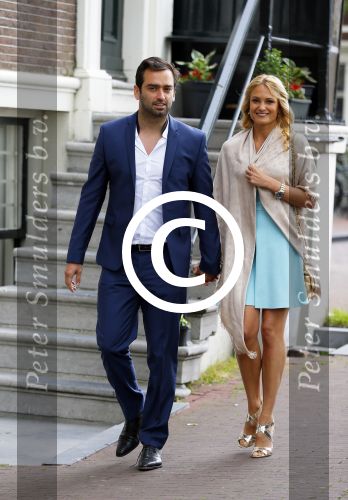 Amsterdam 20 juni 2015 
Trouwen Kimberley Klaver en Bas Schothorst in de Duif in Amsterdam. Stephanie Klaver met vriend