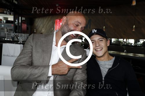 Amsterdam 11 juli 2016 
Modeshow Maria Tailor in de amsterdam Lookout aan het IJ. Lil Kleine met Jeroen v d Berg