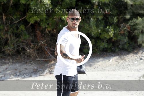 ibiza 23 juni 2017
Opening restarant club Xaxa van EWesley Sneijder en zijn vrouw Yolanthe Sneijder Cabau op eht strand van Cala Tarida.