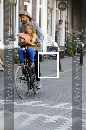 Amsterdam 12 juli 2018
Alain Clark met zijn zoontje op de fiets.