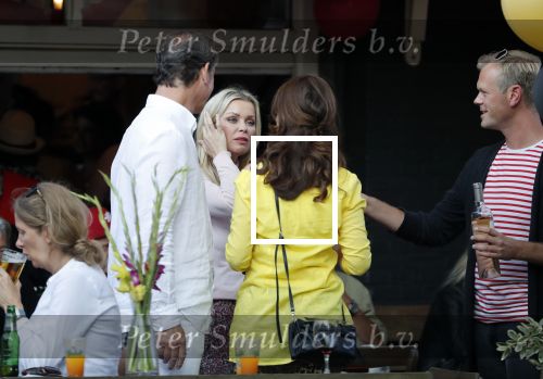 Amsterdam 13 juli 2018
Bridget Maasland en Leon de Ruiter op terras met Carolien de Bruijn en Erik de Vogel