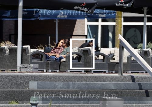 Almere 3 juli 2018
Glennis Grace met haar nieuwe vriend Levy Simon op terras.