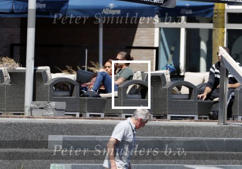 Almere 3 juli 2018
Glennis Grace met haar nieuwe vriend Levy Simon op terras.