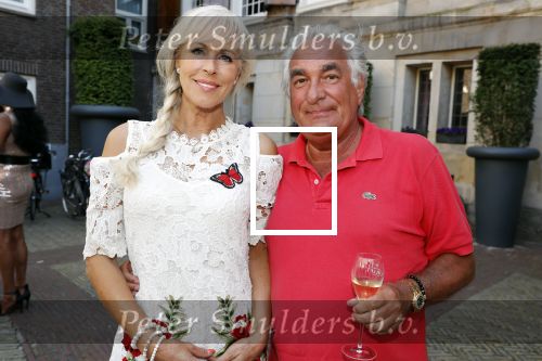 Amsterdam 15 juli 2018
Frits Huffnagel feestje voor zijn 50e verjaardag bij hotel the Grand. Marga Bult met partner Ludo Voeten