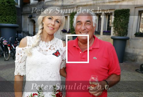Amsterdam 15 juli 2018
Frits Huffnagel feestje voor zijn 50e verjaardag bij hotel the Grand. Marga Bult met partner Ludo Voeten