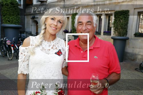 Amsterdam 15 juli 2018
Frits Huffnagel feestje voor zijn 50e verjaardag bij hotel the Grand. Marga Bult met partner Ludo Voeten