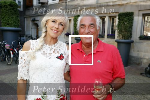 Amsterdam 15 juli 2018
Frits Huffnagel feestje voor zijn 50e verjaardag bij hotel the Grand. Marga Bult met partner Ludo Voeten