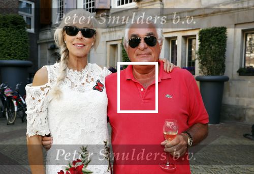 Amsterdam 15 juli 2018
Frits Huffnagel feestje voor zijn 50e verjaardag bij hotel the Grand. Marga Bult met partner Ludo Voeten