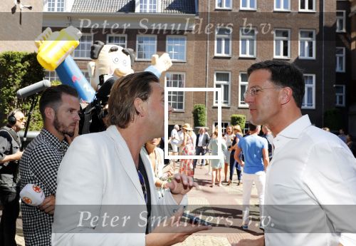 Amsterdam 15 juli 2018
Frits Huffnagel feestje voor zijn 50e verjaardag bij hotel the Grand. Matthijs Albers en Mark Rutte